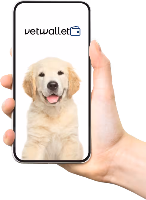 VetWallet mobile app interface on a smartphone